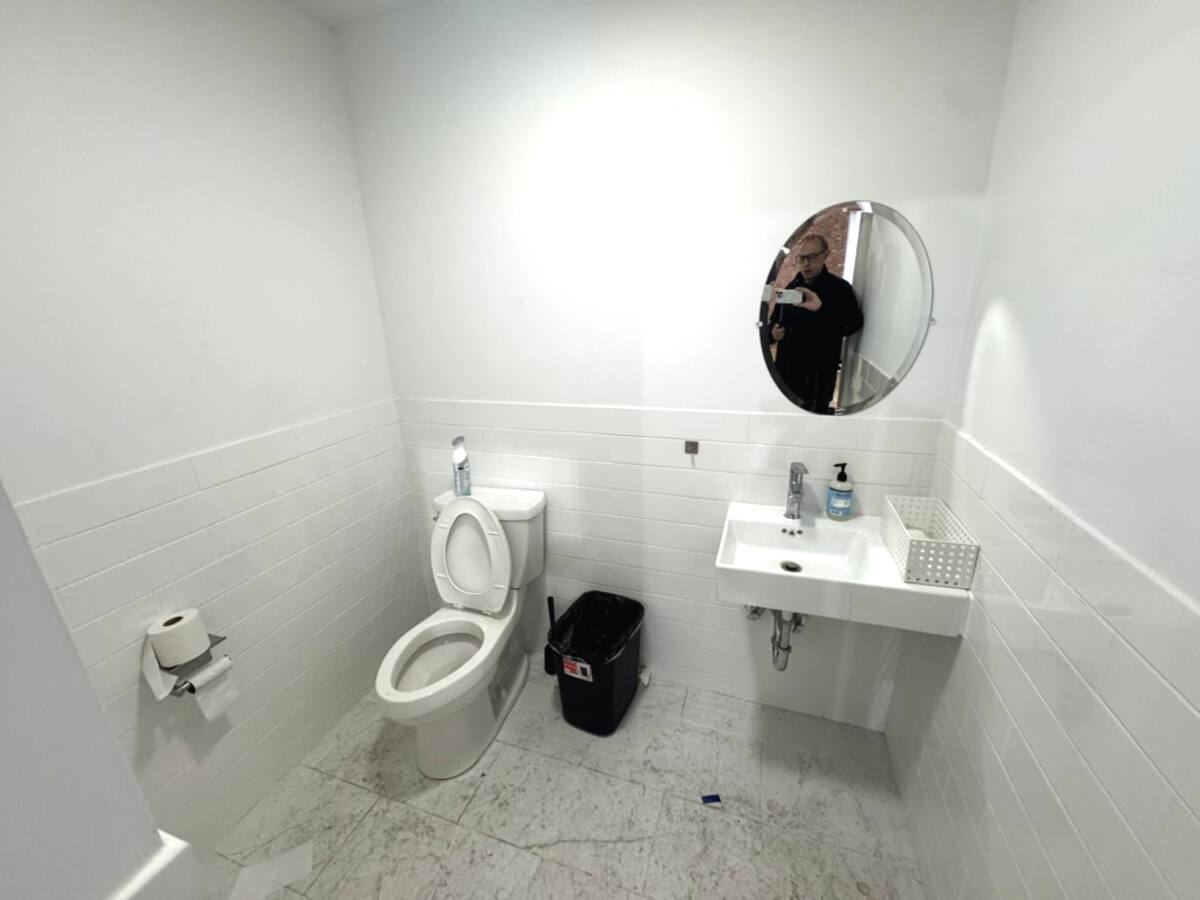 Private bathroom white tile finishes