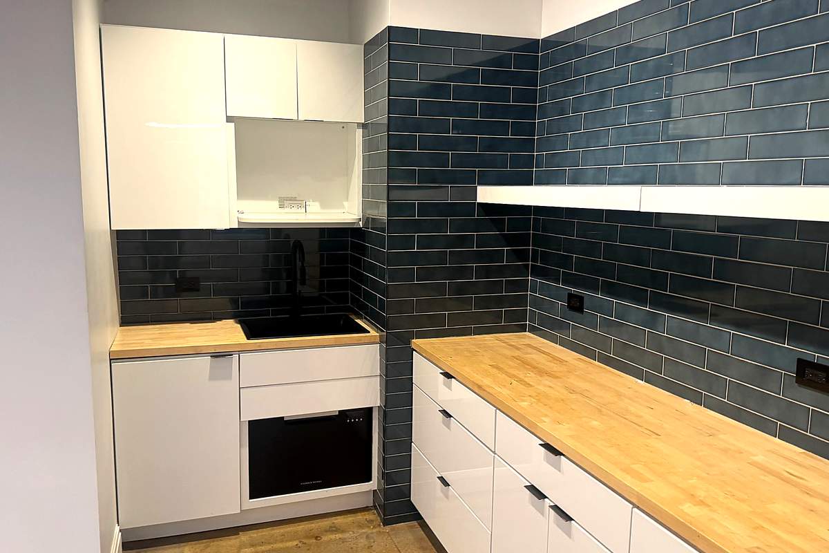 80 Maiden Lane Office Space - Modern Pantry with Subway Tile