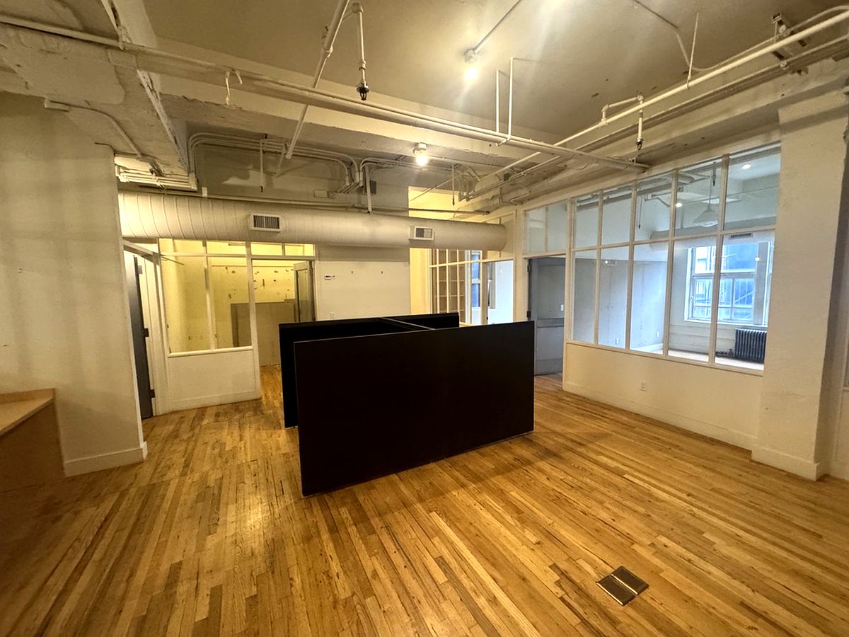 Open loft space with exposed ceiling and skylight, 12th floor at 7 West 30th Street
