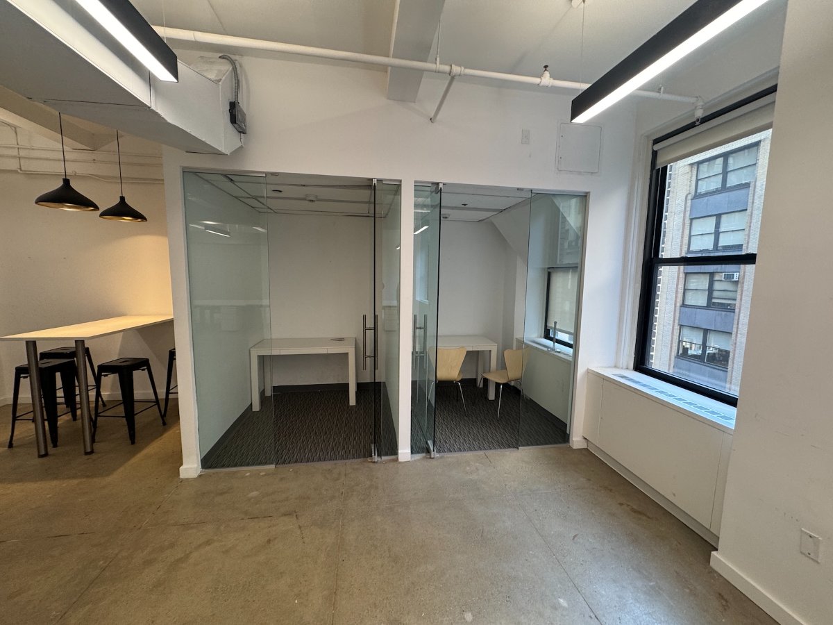 Open office with glass conference rooms and kitchen, Suite 1002 at 286 Madison Avenue