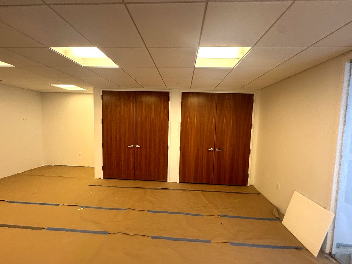 Interior open area with wood doors, 1,720 SF office space at 3 Park Avenue