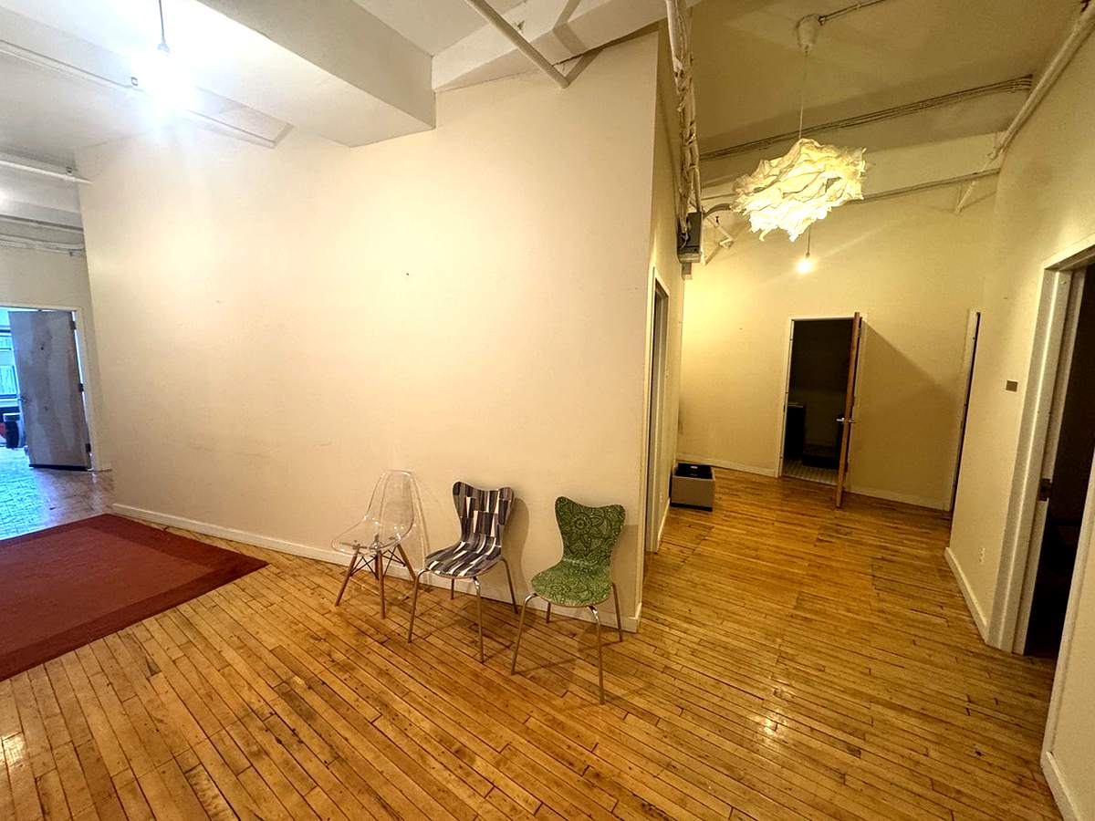 Open area with high ceilings and hardwood floors, 11th floor at 7 West 30th Street