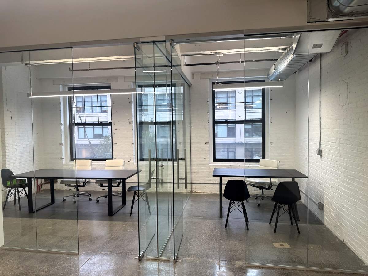 Glass-walled conference room and private office, 2nd floor at 426 West 14th Street
